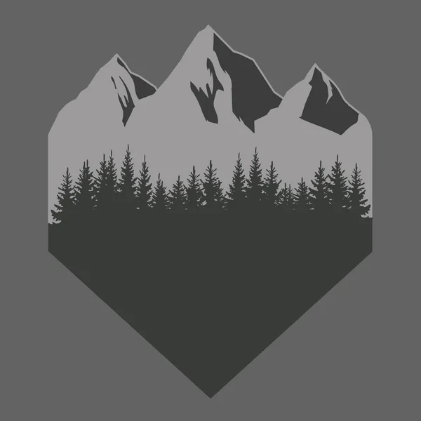 森と山のロゴデザインテンプレート。ベクターイラスト — ストックベクタ