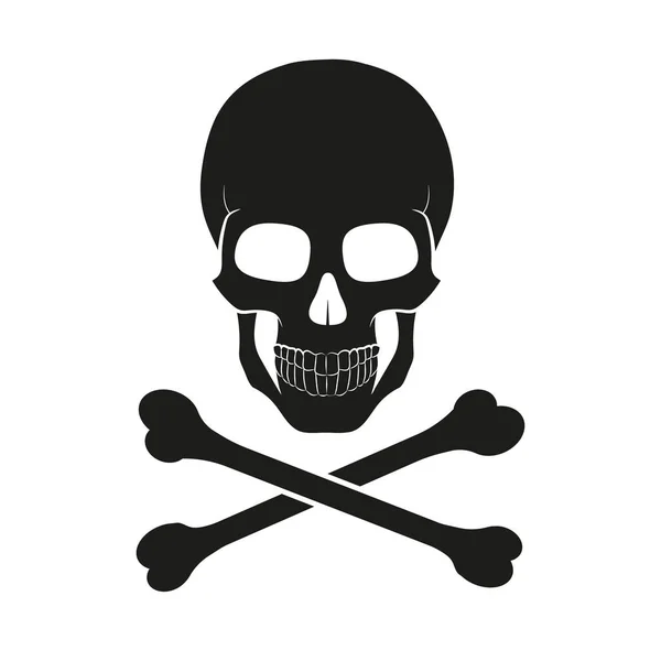 Pirátské černé lebky a zkřížené kosti. Vektorová ilustrace. — Stockový vektor