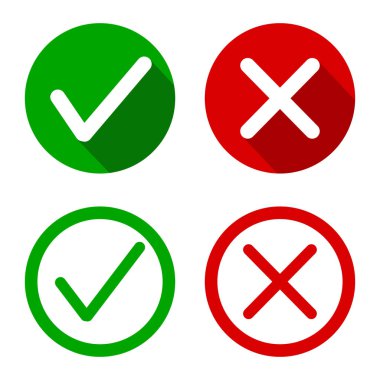 İşaretle ve çapraz işaretin vektörel illüstrasyonu.