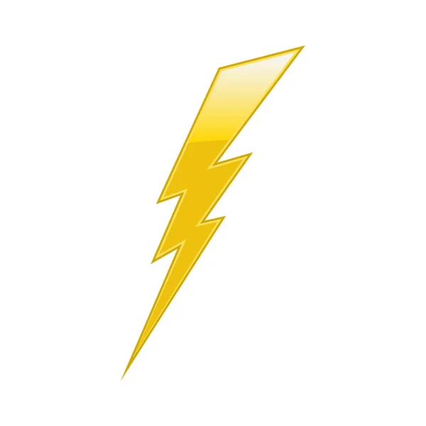 Gele elektrische bliksemschicht op witte achtergrond. — Stockvector