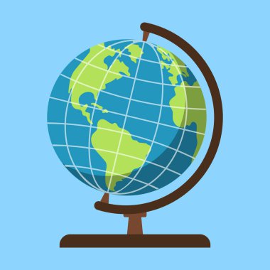 Mavi arka plandaki dünya. Chool Tedarik Vektör illüstrasyonu.