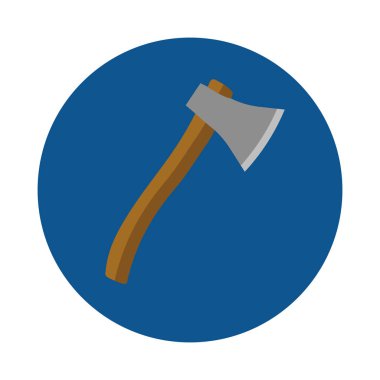 Tahta balta beyaz arka planda mavi dairede izole edilmiş. Vektör illüstrasyonu.