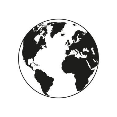 Dünya ikonunun vektör çizimi. İzole edilmiş.