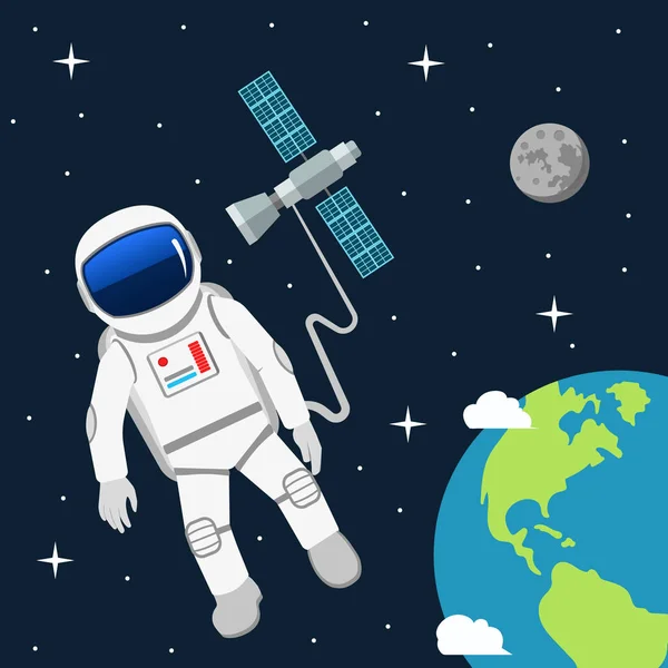Astronaut im Weltraum Konzeptvektorillustration. — Stockvektor