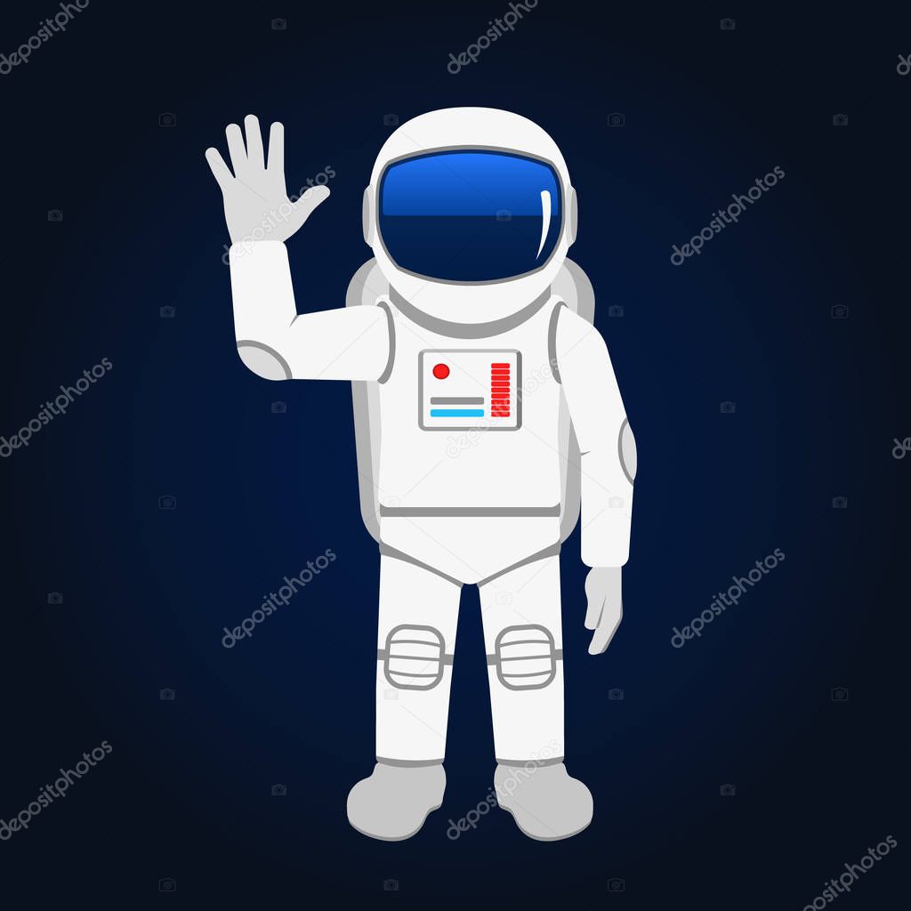 Vector illustration of astronaut, space suit in space.