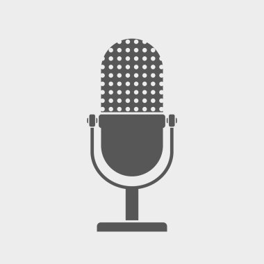 Mikrofon simgesi düz tasarımın vektör çizimi. İzole edilmiş.