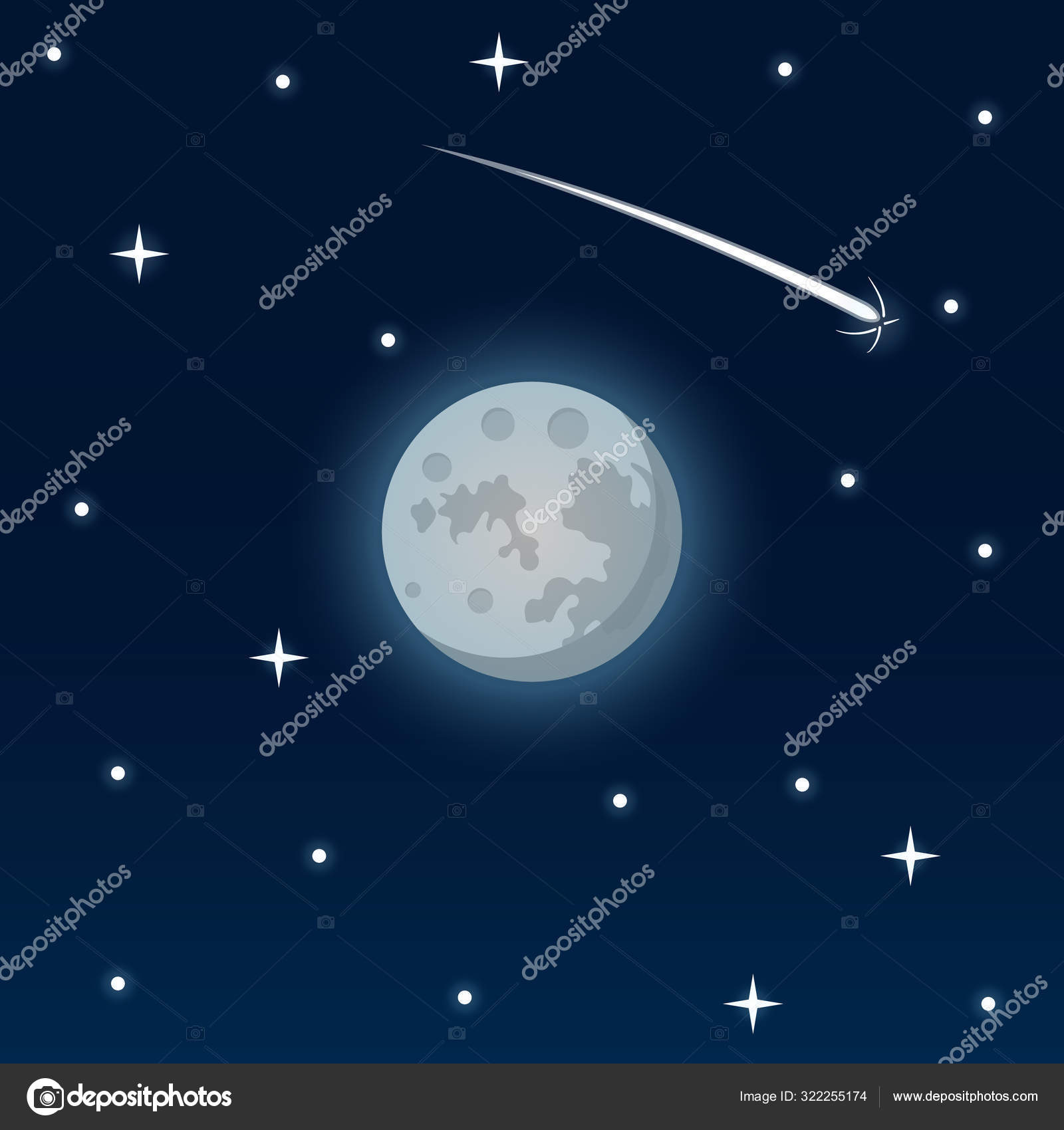 夜背景 月亮和星星般闪烁在暗蓝色的天空 图上 图库矢量图像 C Nazb438 Gmail Com