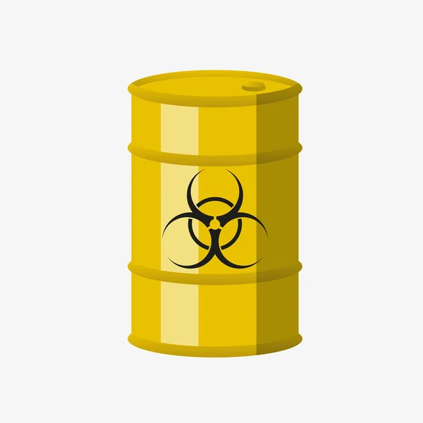 Illustration of yellow metal barrel with toxic sign. — Stock Vector