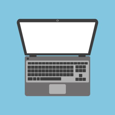 Dizüstü bilgisayar düz tasarım simgesi. Vektör illüstrasyonu.