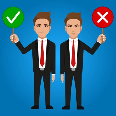 İşaretli ve çapraz çizgili bir iş adamı. Vektör.