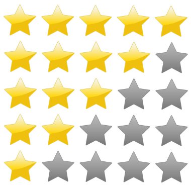 Altın renginde yıldızların vektör çizimi.