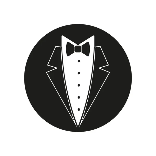 Gömlekli, düğmeli papyonlu ve siyah takım elbiseli bir adam. Vektör.