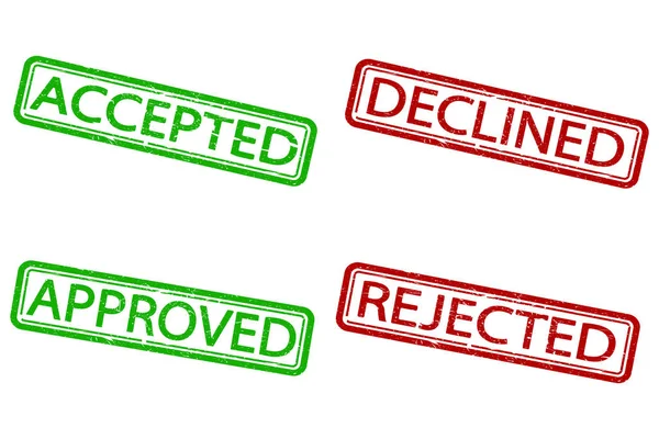 Grunge kantoorstempels met de woorden Accepted and Rejected in red and green . — Stockvector