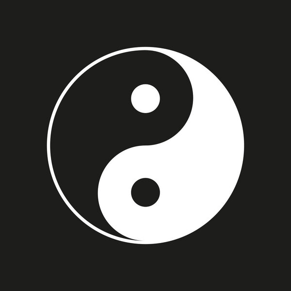 Vector illustration of ying yang symbol on black background.