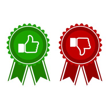 Beyaz arka planda madalyaların olması ve olmaması gibi. Vektör.