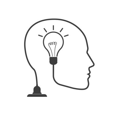 Baş fikir simgesi vektörü, beyaz arkaplanda izole edilmiş.