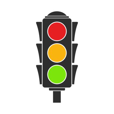 Düz trafik ışığı simgesinin vektör illüstrasyonu.
