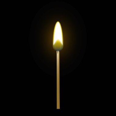 Tasarım için siyah arkaplanda yanma eşleşmesi. Vektör.