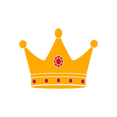 Altın taç ikon tasarımının vektör çizimi. İzole edilmiş.