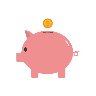 Bozuk para bankası için domuzcuk. Vektör çizimi. İzole edilmiş.