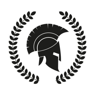 Spartalı miğferin defne çelengi ile illüstrasyonu.