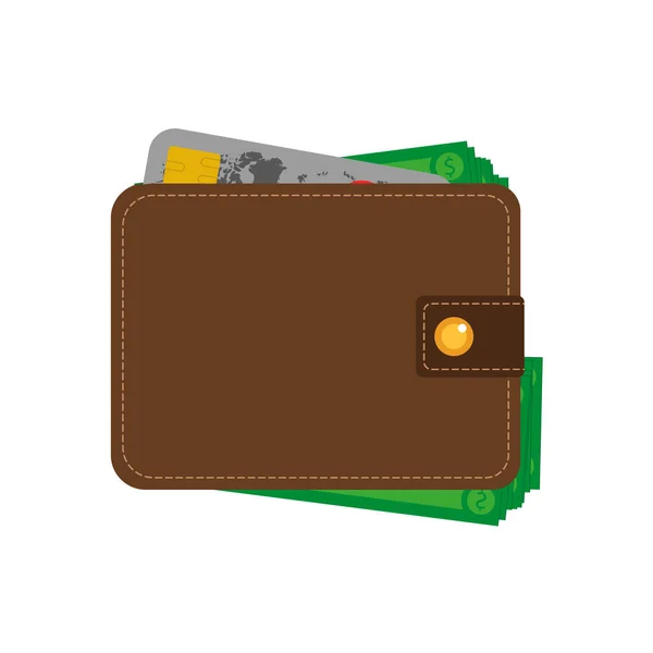 Vector illustration of wallet with card and money — Stock Vector
