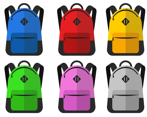 Vector illustratie van schooltassen set. geïsoleerd. — Stockvector