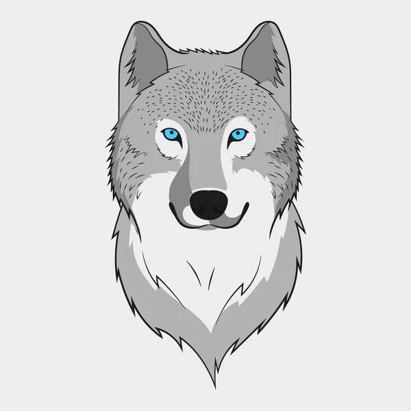 Wolf dierengezicht. Grijze wolvenkop. Vectorillustratie. — Stockvector