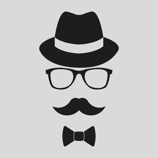 Hut mit Brille und Schnurrbart. Vektorillustration. isoliert. — Stockvektor
