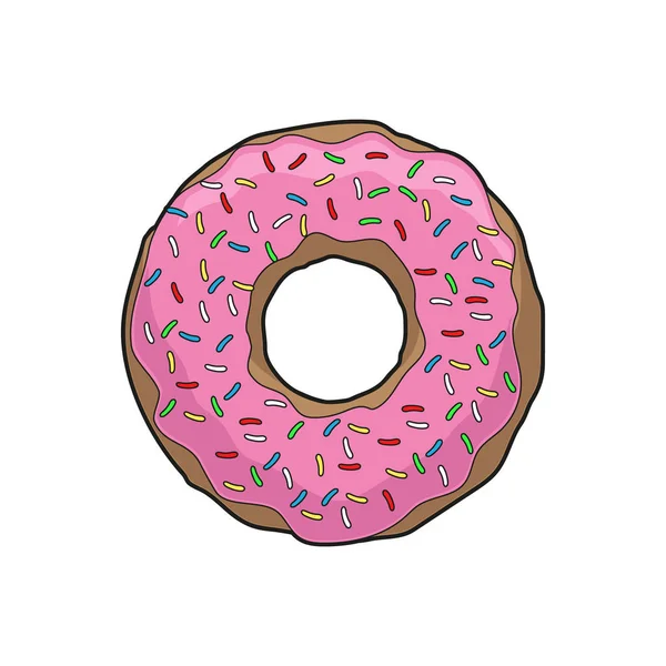 Donut rosa dulce aislado sobre fondo blanco. Vector . — Vector de stock