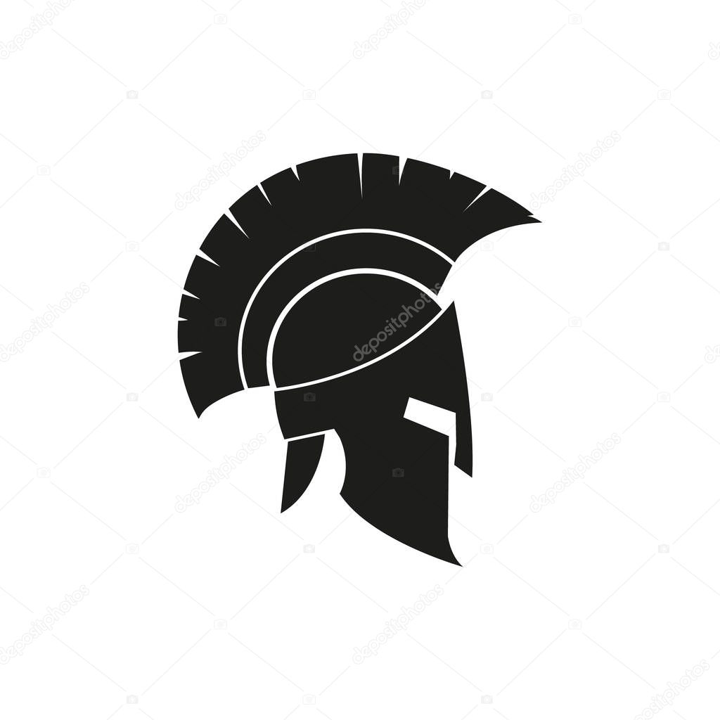 Vector silhouette Roman or Greek helmet. Isolated.