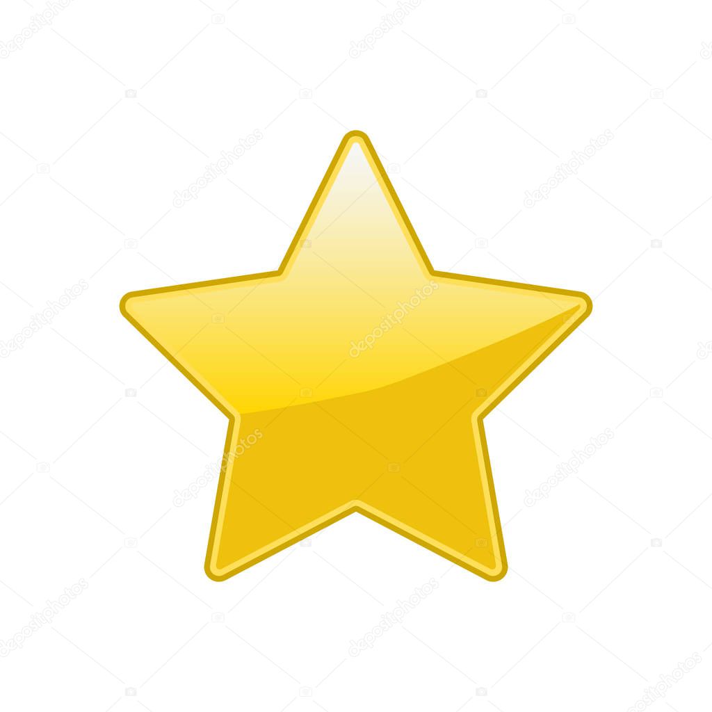 Vector illustration of glossy yellow star. Isolated.