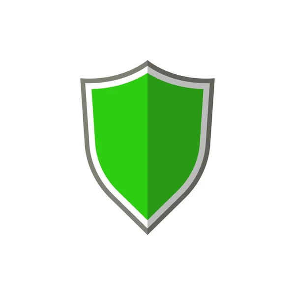 Vector illustration of protection green shield icon. Flat design. — Stock Vector