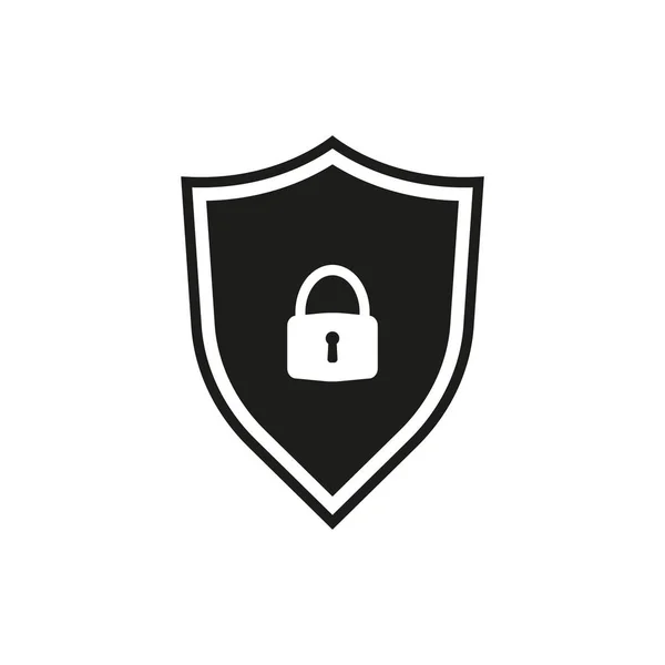 Escudo de seguridad con icono de bloqueo en estilo plano. Vector . — Archivo Imágenes Vectoriales