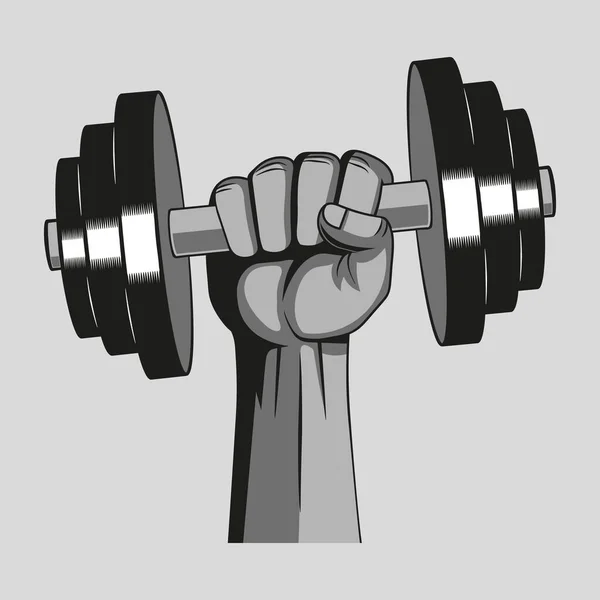 Hand met halter. Gym concept. Vector illustratie. geïsoleerd. — Stockvector