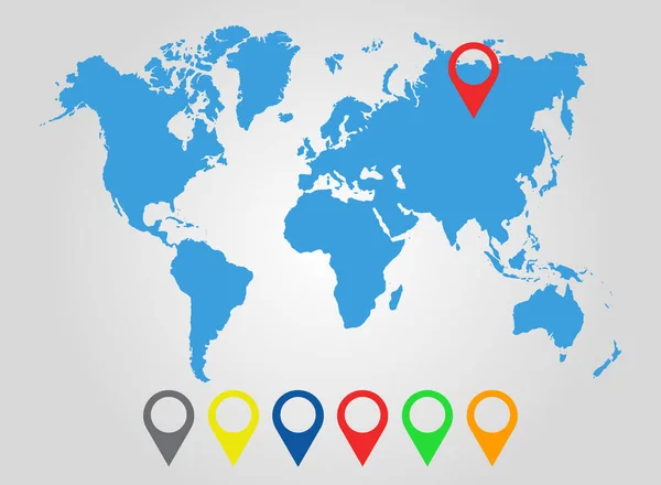 世界地図赤いピンで。ベクターイラスト. — ストックベクタ