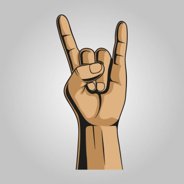 Vector illustration hand in rock sign. Isolated.