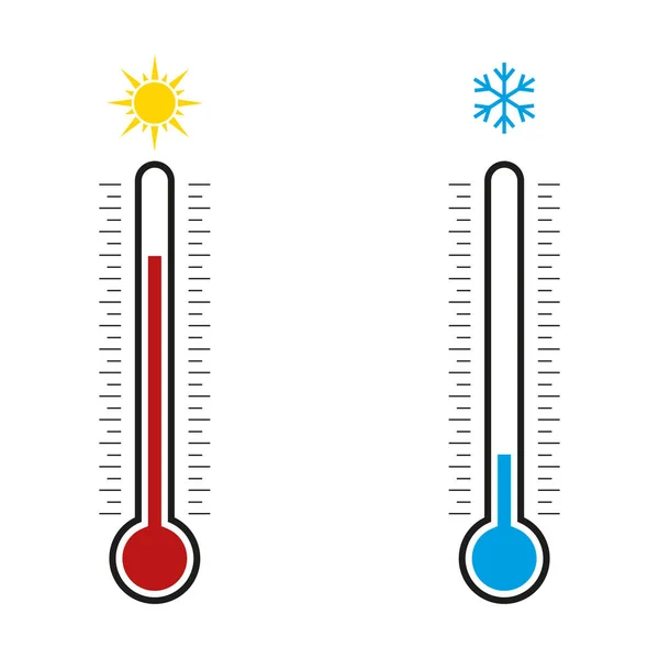 Termômetro de medição de temperatura quente e fria. Projeto plano . —  Vetores de Stock