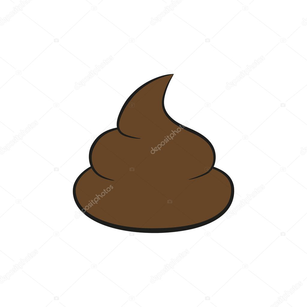 Vector illustration of cartoon brown poop. Isolated.