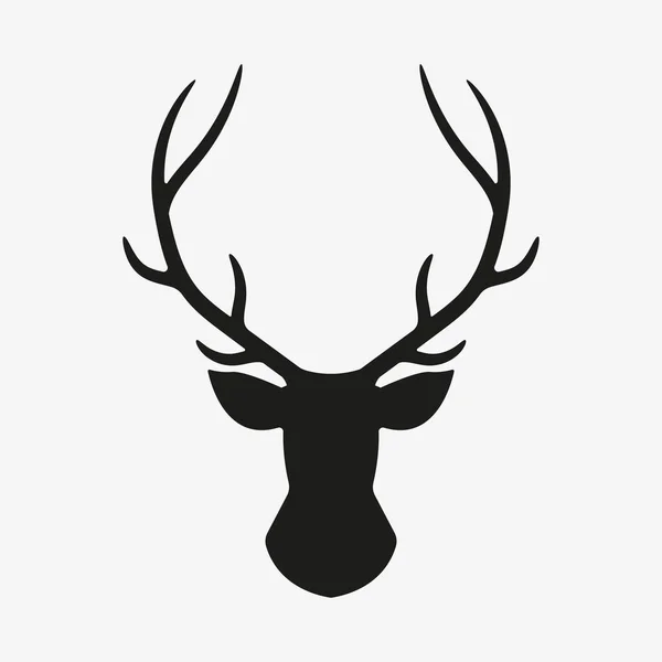 Vector illustration of deer head with horns. Isolated. — Stock Vector