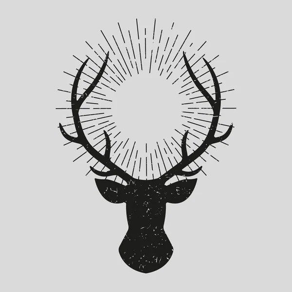 Icône vintage avec une illustration vectorielle de cerf texturé. Isolé . — Image vectorielle