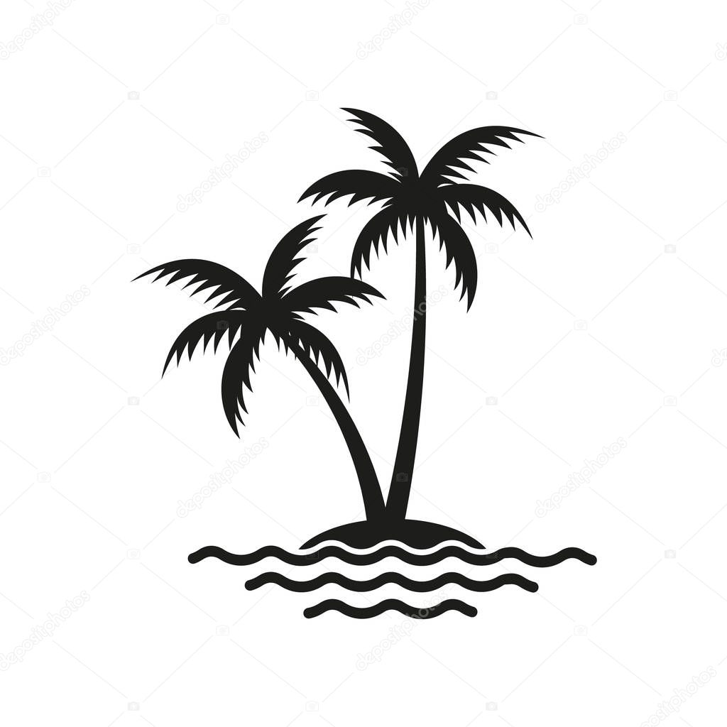 Vector illustration of island icon. Palm tree. Isolated.