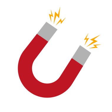 Kırmızı mıknatısın vektör çizimi. Düz dizayn. İzole edilmiş.