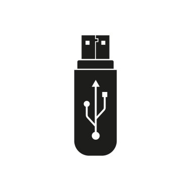 Usb flash bellek çizimi, düz tasarım. Vektör, izole.