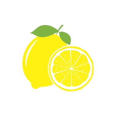 Beyaz arka planda limon dilimi vektör çizimi. İzole edilmiş.