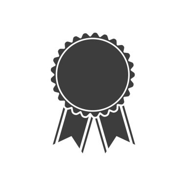 Kurdele ikon tasarımlı vektör rozeti. İzole edilmiş.