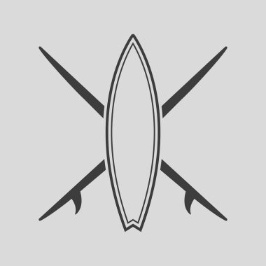 Surfboard Kiralama logo tasarımı. Sörf logo vektör çizim. Retro tarzı.