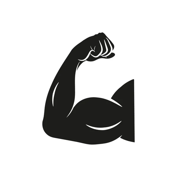 Bicipiti flex braccio vettore icona, muscoloso bodybuilder posa. Isolato . — Vettoriale Stock