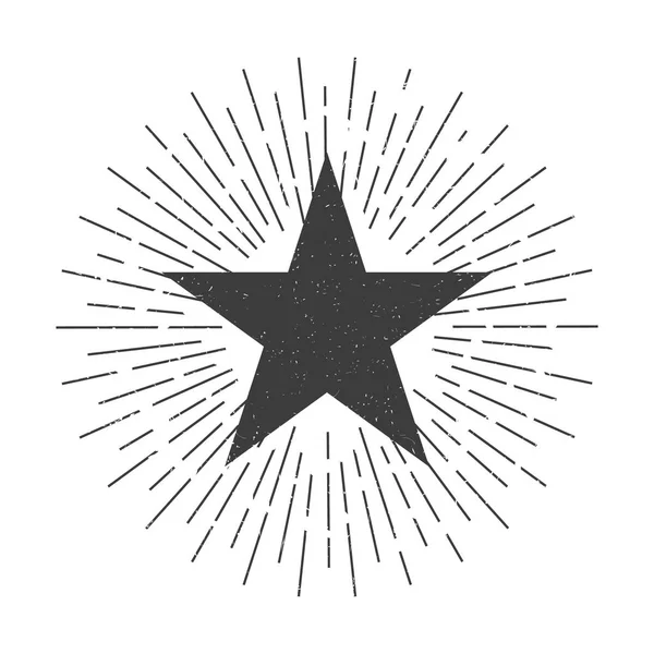 Ilustración vectorial de estrella con sunbutst. Estilo vintage . — Vector de stock