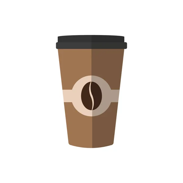 Icono de taza de café con el logotipo de granos de café, Vector ilustración diseño plano . — Archivo Imágenes Vectoriales